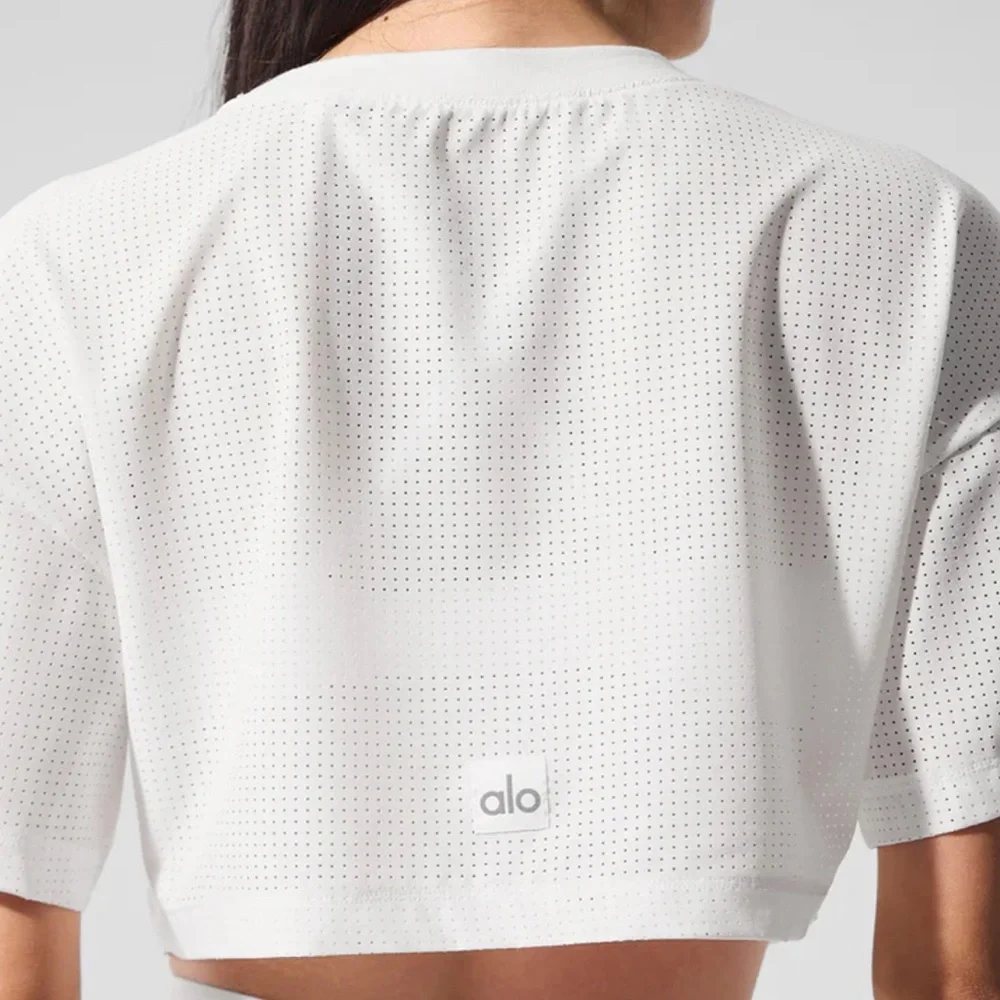 ALO Yoga Mesh Cropped Mirage Tee - Picture 10 of 11
